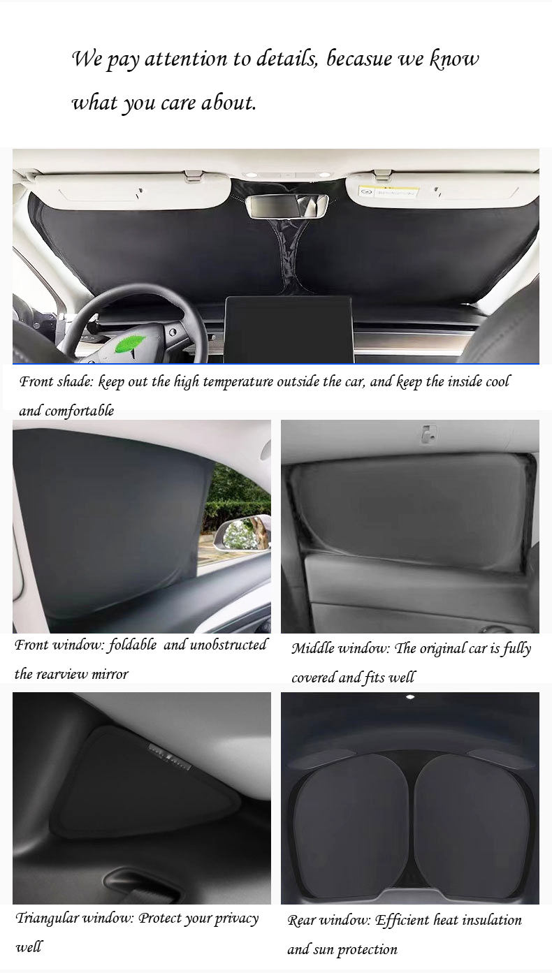 7PCS Opaque Protection Privacy Car Sunshade for Tesla Model 3 